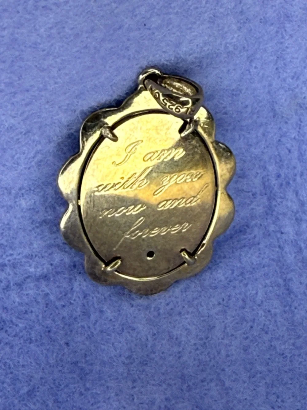 Vtg Guardian Angel Sterling Silver Pendant Rhinestones I‎ Am With You RL Gilded